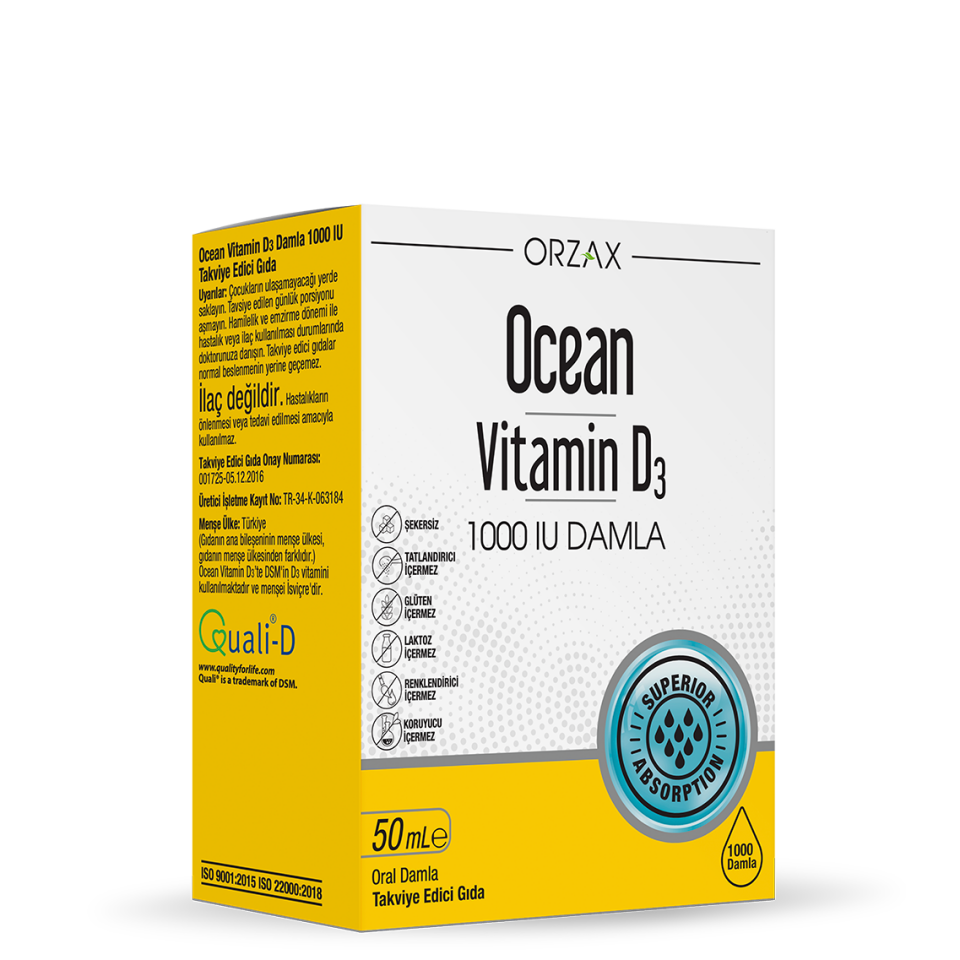 Ocean Vitamin D3 1000 IU Damla 50 ml - (SKT: 09/2026)