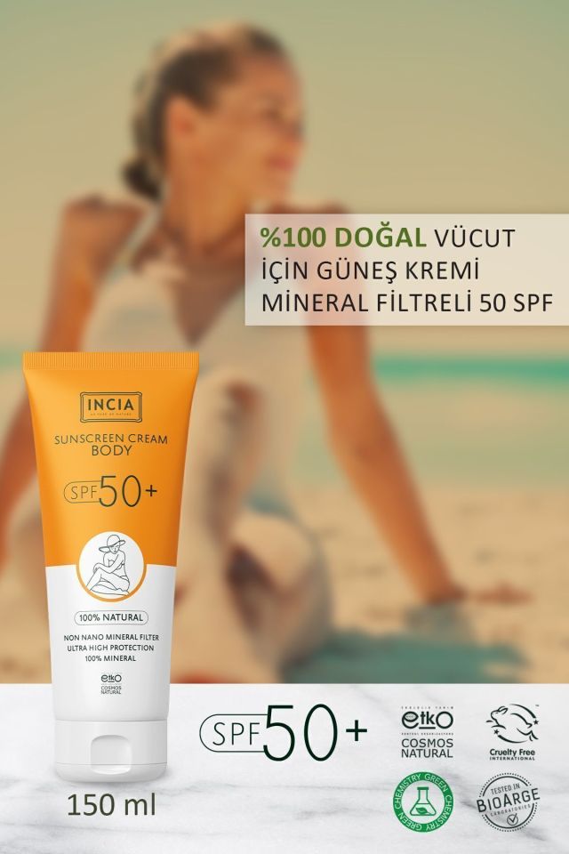 Incia Vücut Güneş Kremi Leke Karşıtı Mineral Filtreli SPF50 150ML - (SKT: 02/2027)