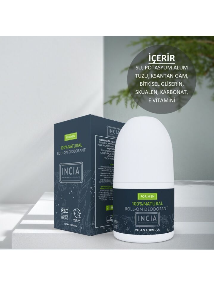 Incia Roll On Deodorant Erkeler İçin Lekesiz 50ML - (SKT: 06/2026)