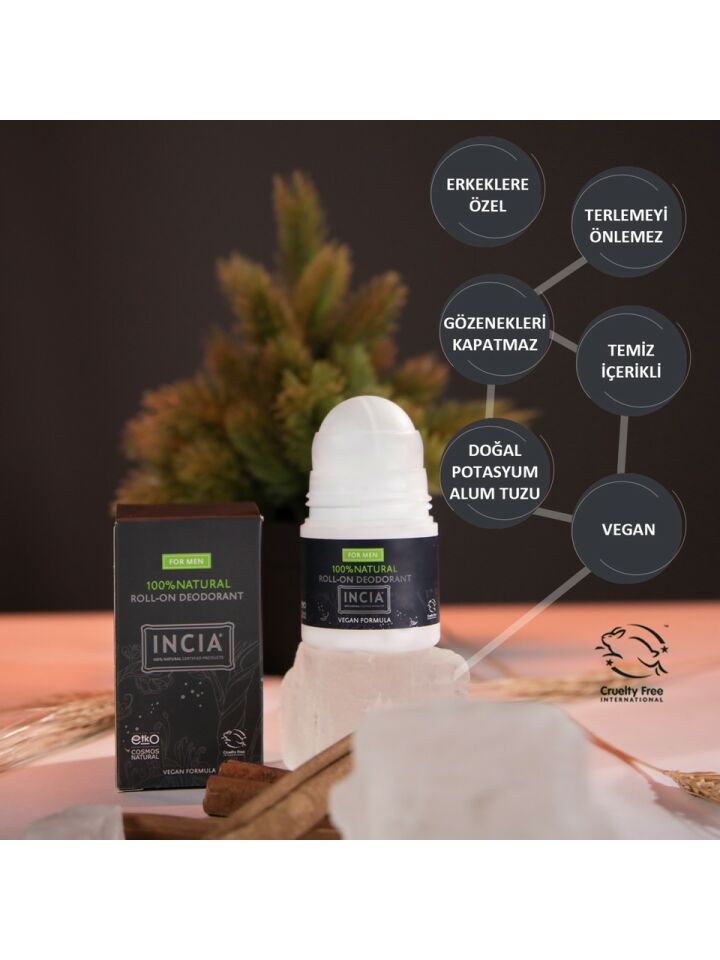 Incia Roll On Deodorant Erkeler İçin Lekesiz 50ML - (SKT: 06/2026)