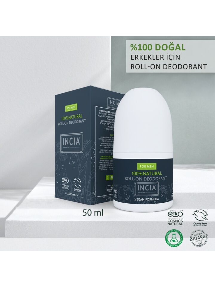 Incia Roll On Deodorant Erkeler İçin Lekesiz 50ML - (SKT: 06/2026)