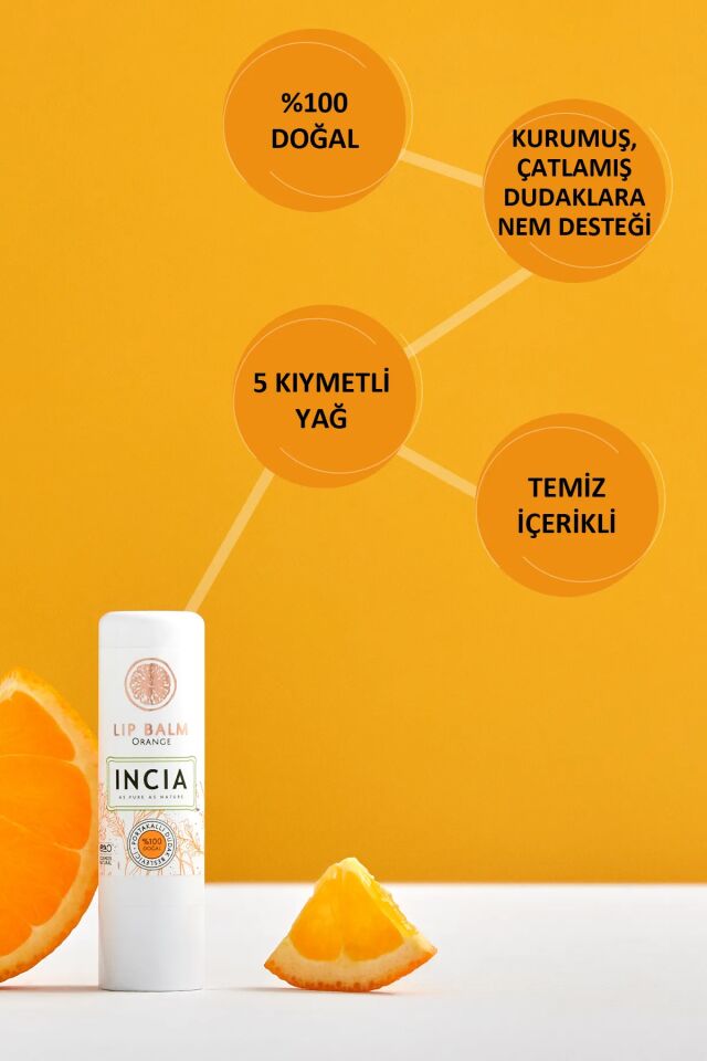 Incia Portakallı Bitkisel Nemlendirici Dudak Bakım Kremi 6GR - (SKT: 11/2026)