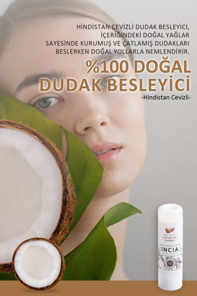 Incia Hindistan Cevizi Bitkisel Nemlendirici Dudak Bakım Kremi 6GR - (SKT: 09/2026)