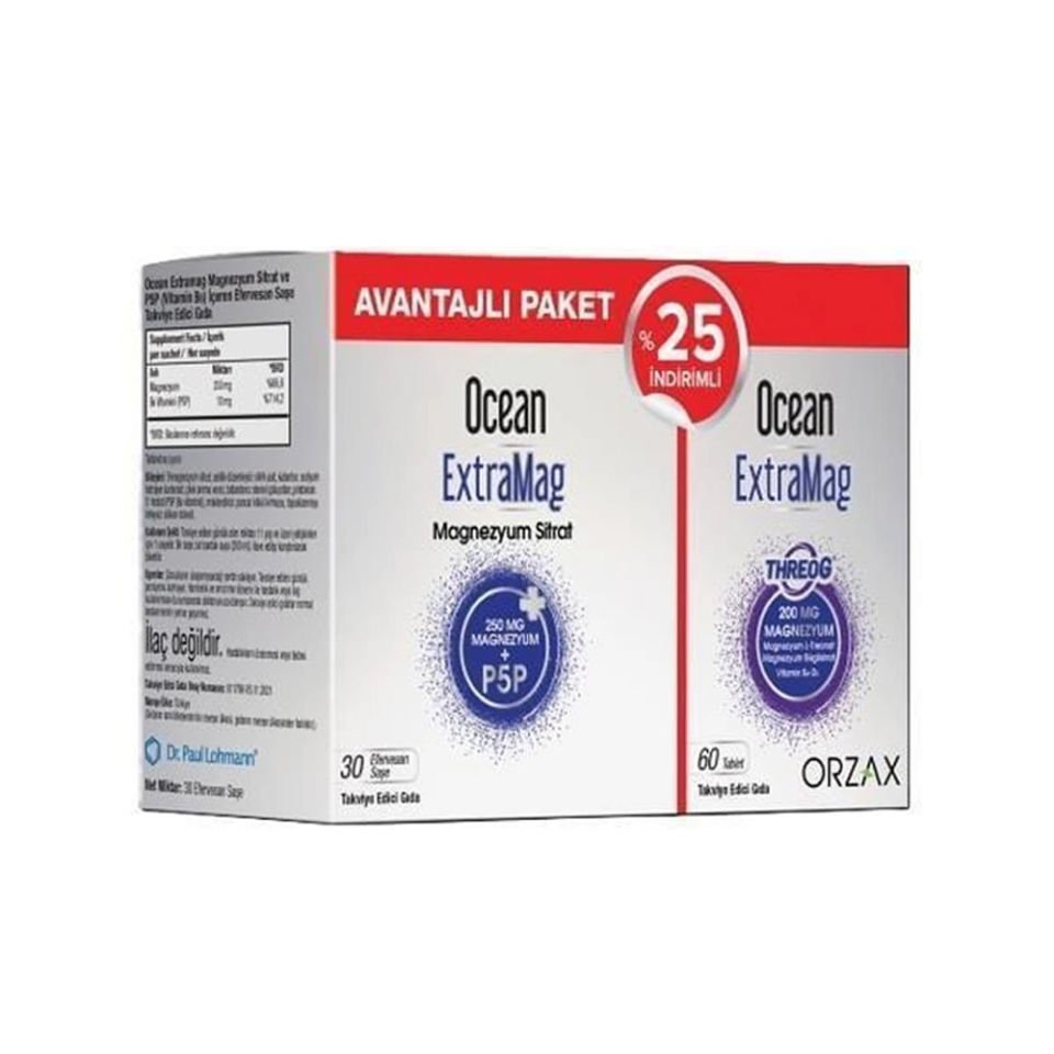 Ocean Extramag 30 саше + Extramag Threog 60 таблеток со скидкой 25% - (SKT: 07/2027)