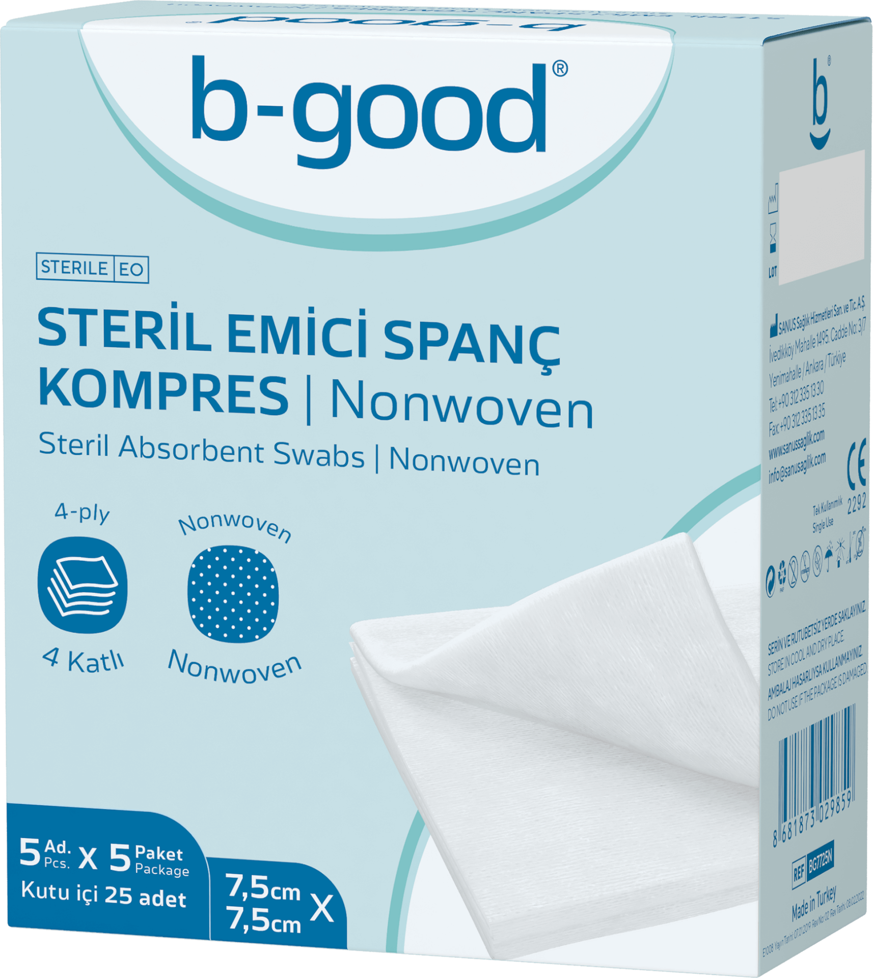 B-Good Steril Emici Spanç Kompres 25'li - (SKT: 01/2027)
