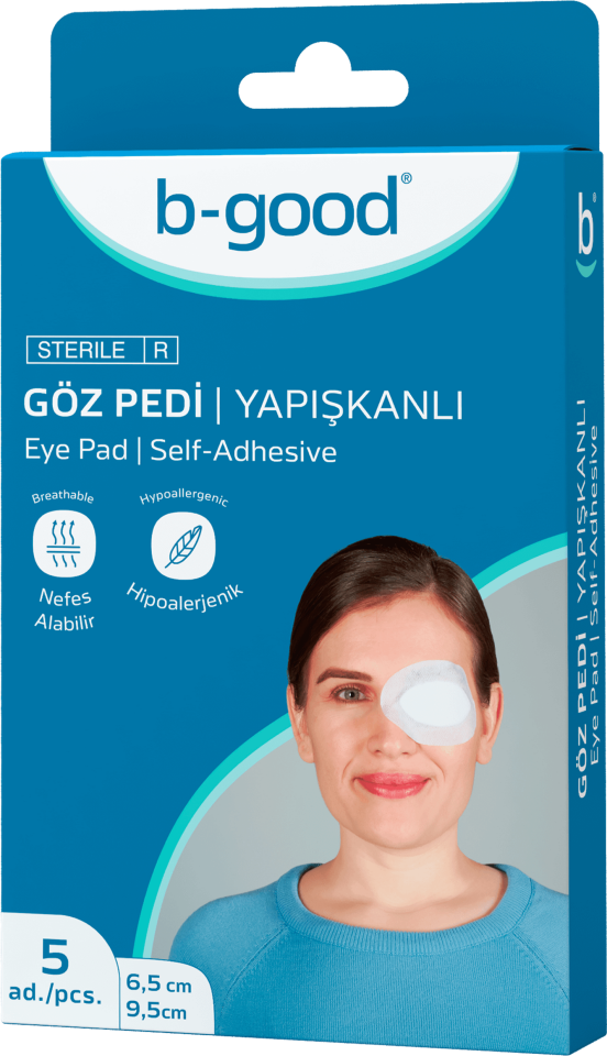 B-Good Steril Göz Pedi Yapışkanlı 6,5x9,5 cm 5'li - (SKT: 12/2028)