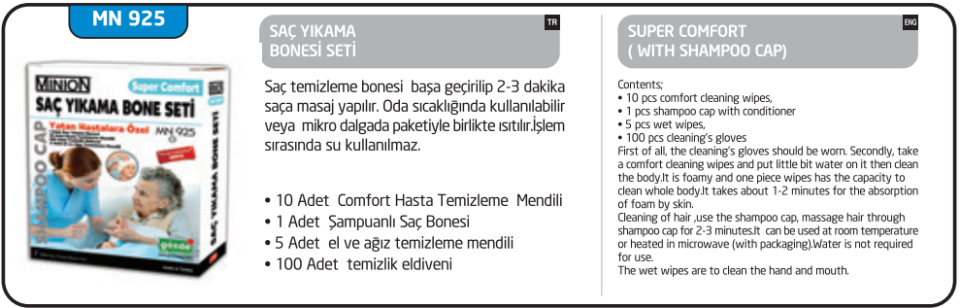 Minion Süper Comfort Saç Yıkama Bone Seti