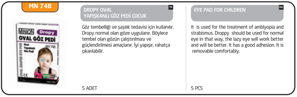 Minion Dropy Göz Pedi Çocuk 5'li