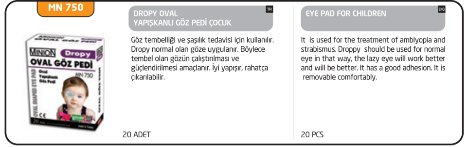 Minion Dropy Göz Pedi Çocuk 20'li