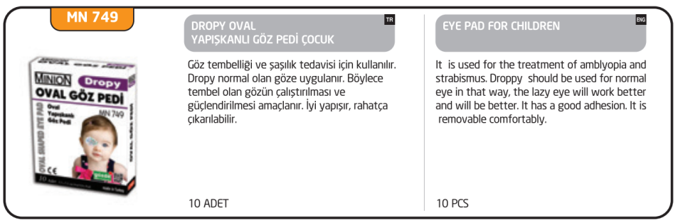 Minion Dropy Göz Pedi Çocuk 10'lu