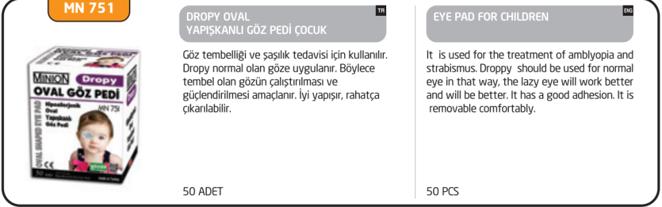 Minion Dropy Göz Pedi Çocuk 50'li