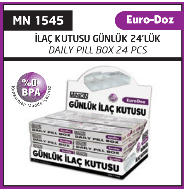 Minion Euro-Doz Günlük İlaç Kutusu 24'lü