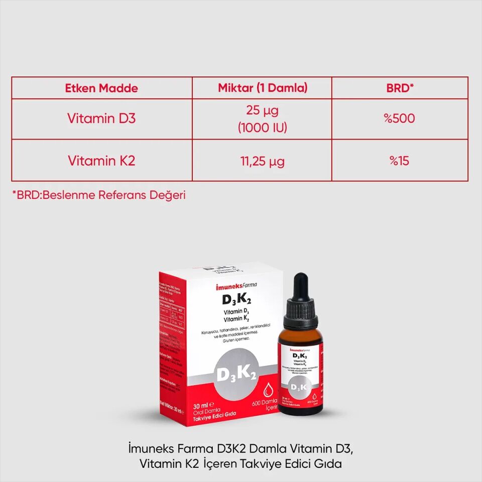 Imuneks Farma D3K2 Damla 30 ml- (SKT: 11/2026)