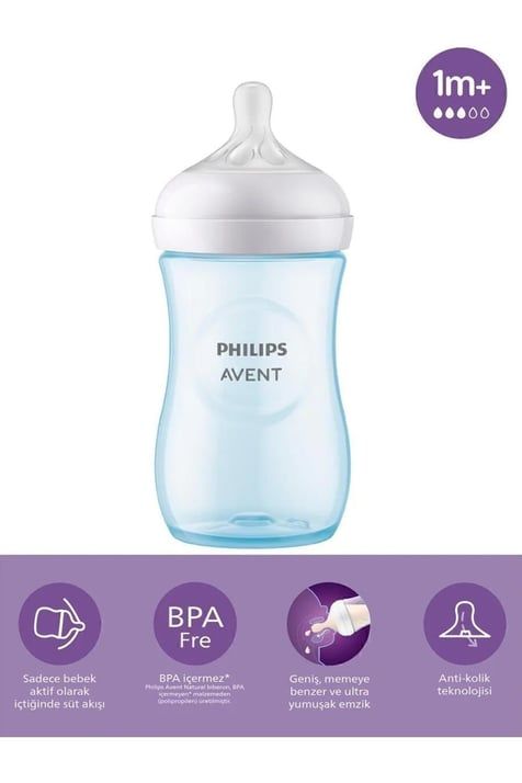 Avent Natural Response Doğal Tepkili PP Mavi Biberon 1+ Ay 260 ml
