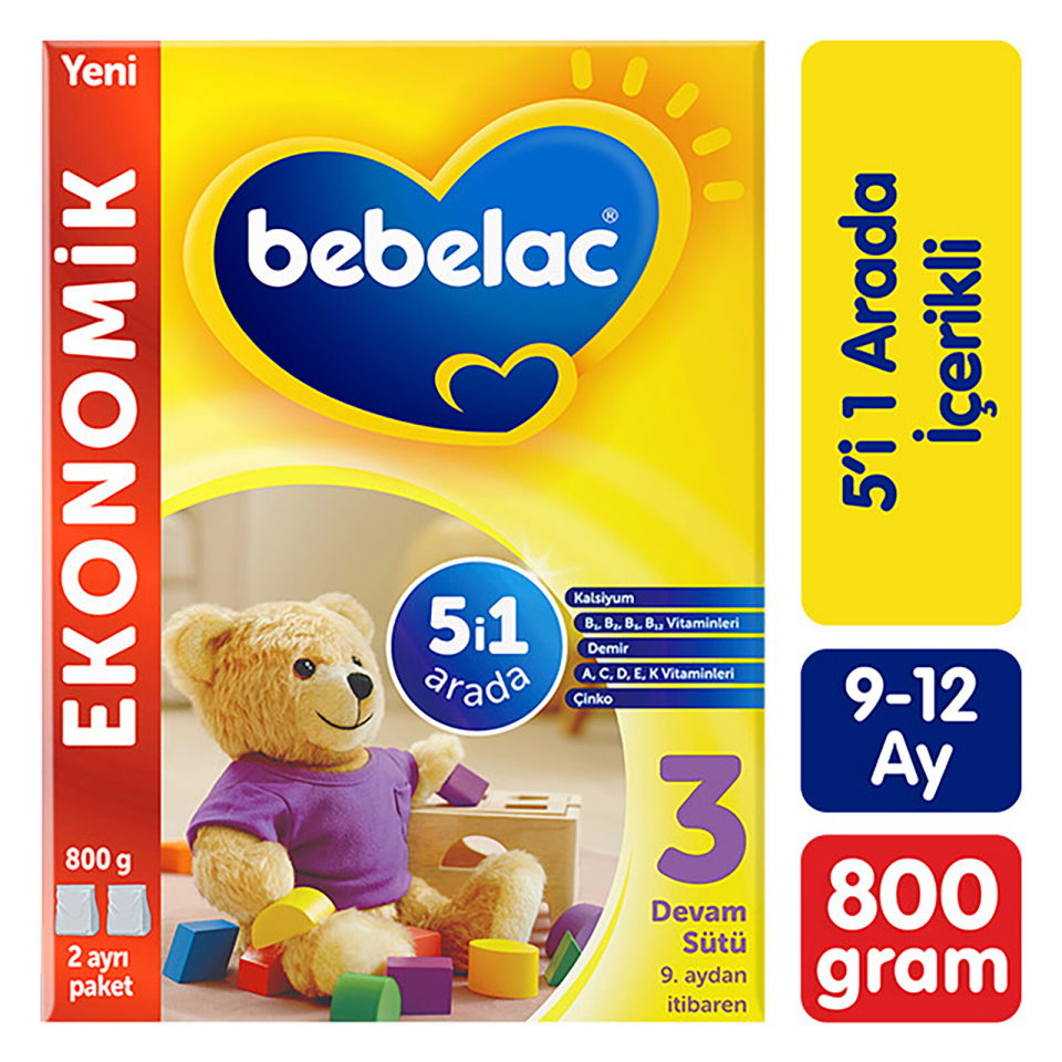 Bebelac 3 Devam Sütü 9 Ay+ 800 gr - (SKT:08/2025)