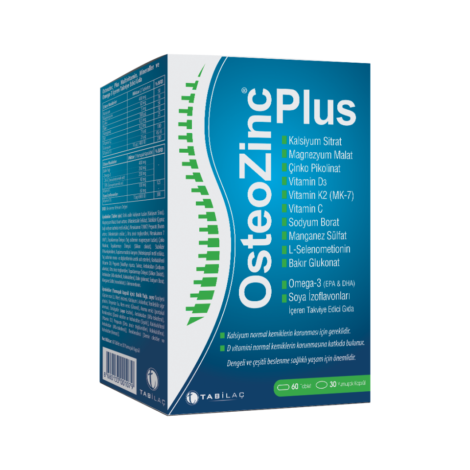Osteozinc Plus 60 Tablet + 30 Yumuşak Kapsül - (SKT: 10/2025)