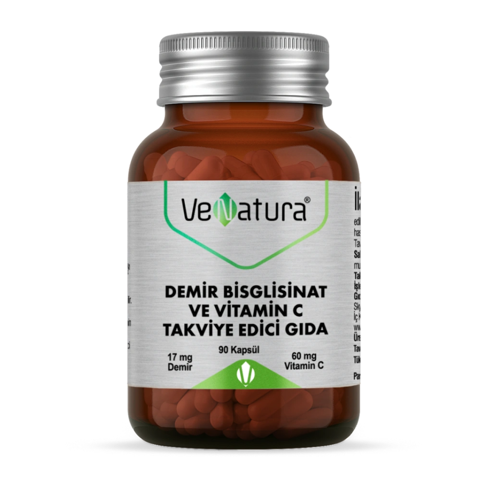 Venatura Demir Bisgilisinat Vitamin C 90 Kapsül - (SKT: 01/2028)