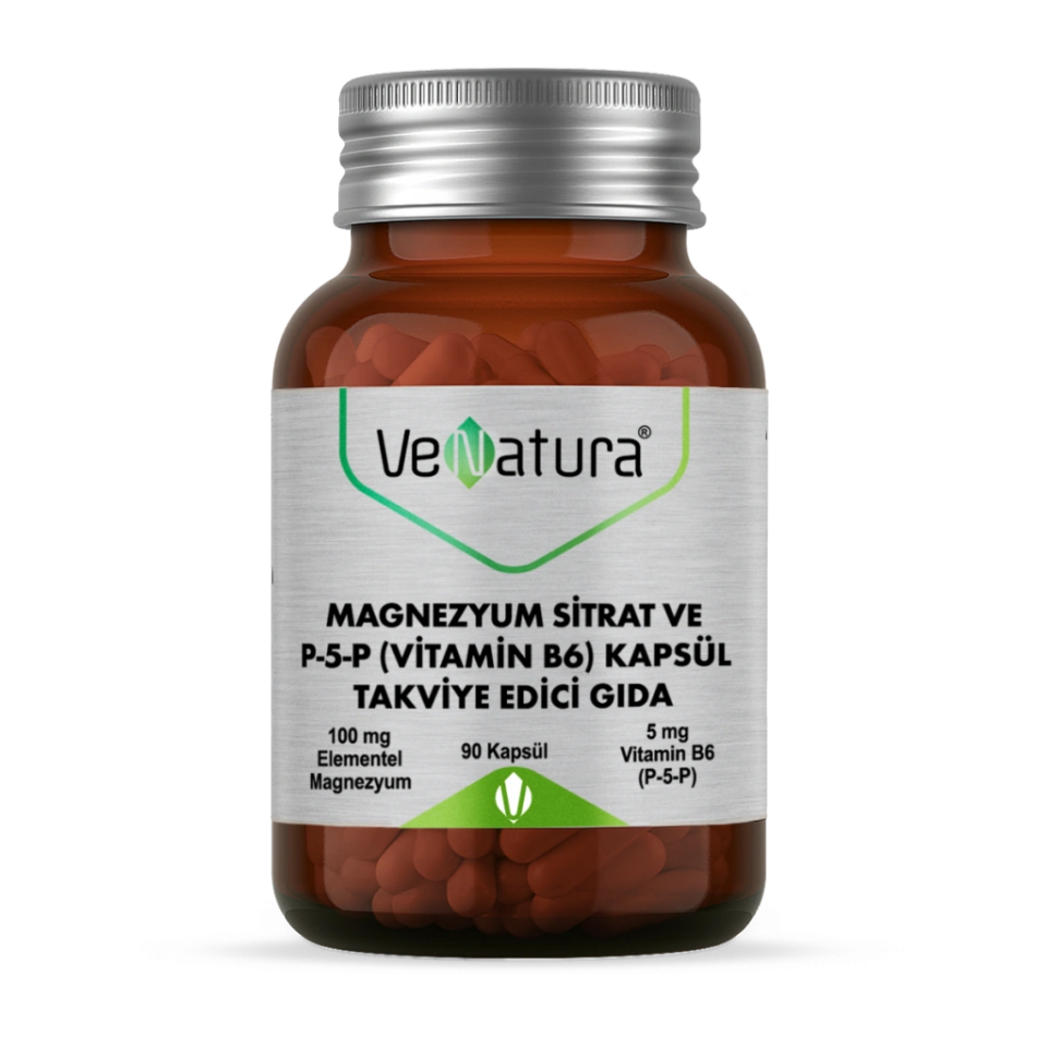 Venatura Magnezyum Sitrat ve P-5-P Vitamin B6 90 Kapsül - (SKT: 11/2027)