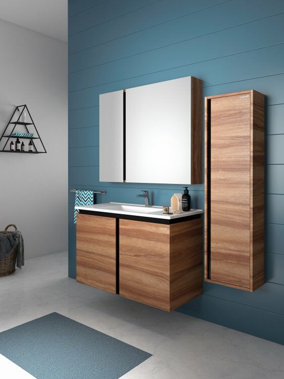 Creavit Banyo Dolabı Verti 80 Cm Kapaklı Dolap Ceviz Tkm