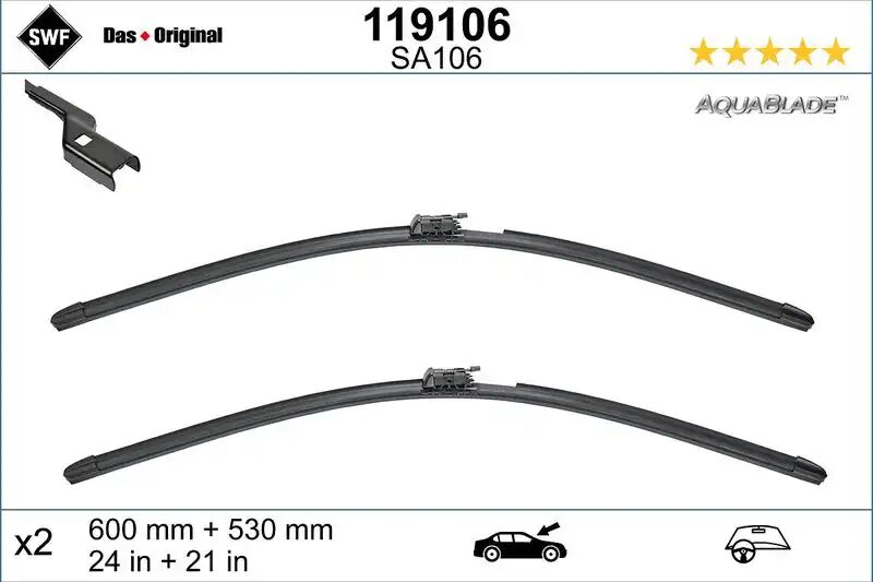 Silecek SÜPÜRgesi öN Takim 600 / 530 Mm Isitmali Cam - Valeo (VAL 119106)