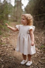 Organik Pamuk Keten Kız Çocuk Elbise