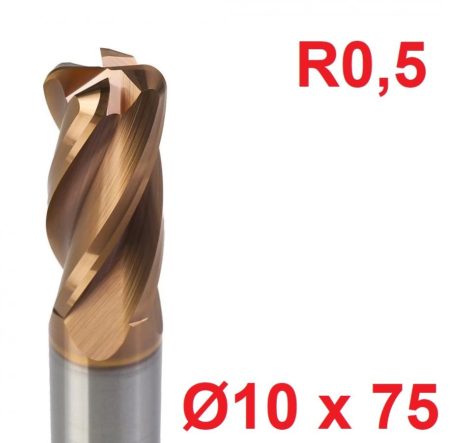 Ø10 x 75 mm R0,5 Karbür Köşe Radüs Freze