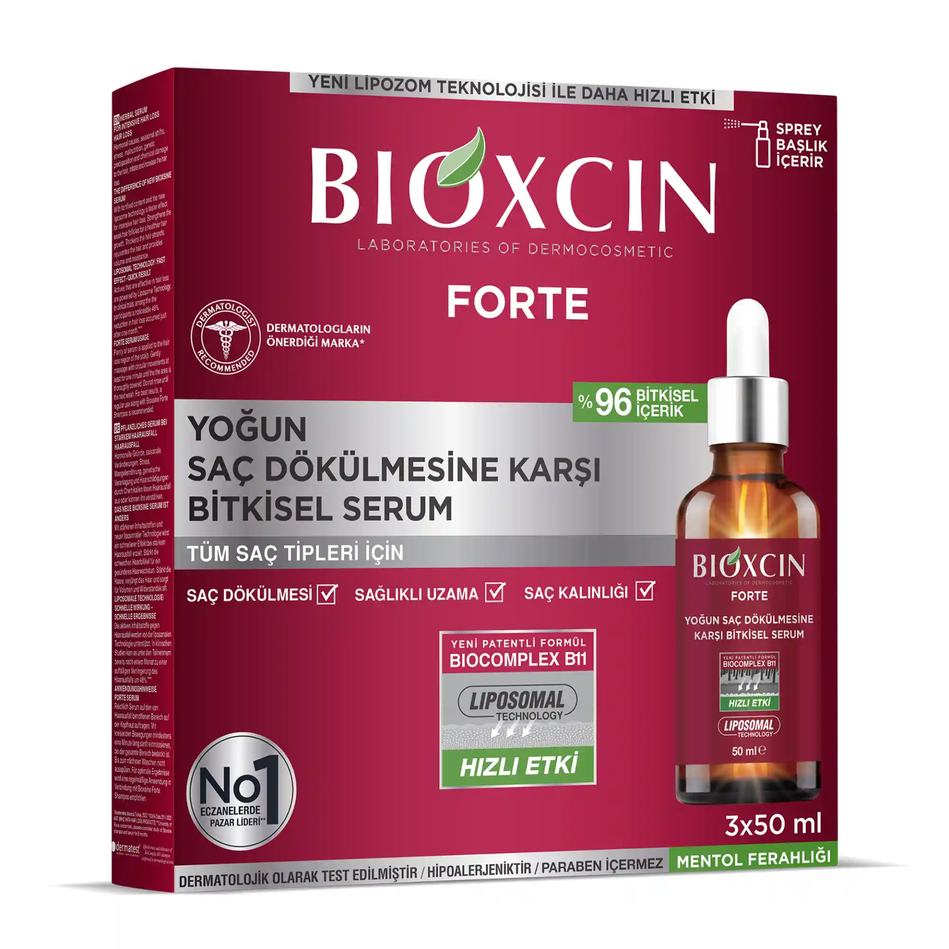 Bioxcin FORTE Yoğun Saç Dökülmesi Karşıtı Saç Serumu Serum– 3x50 ML