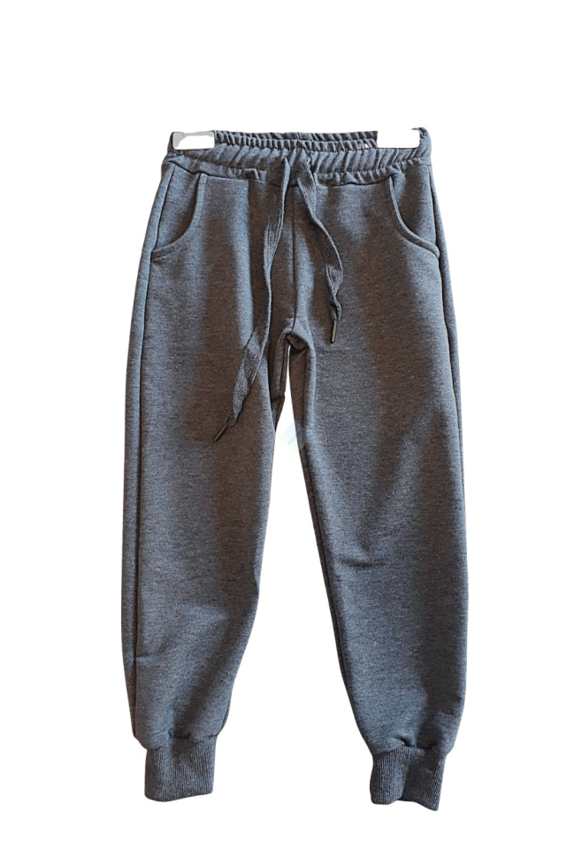 Unisex Çocuk Beli Lastikli Cepli Jogger Eşofman Altı Gri Renk