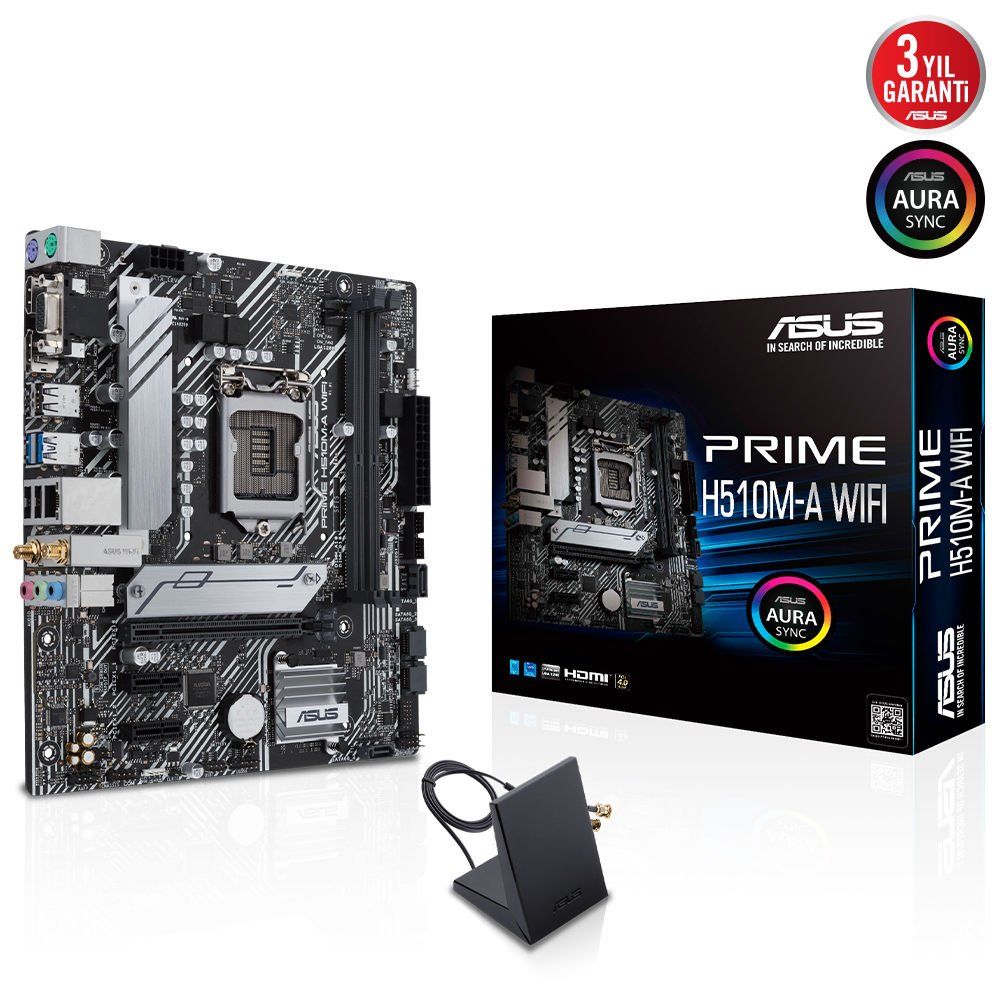 ASUS PRIME H510M-A WIFI H510 2xDDR4 1xGLAN 1xM.2 1200Pin ANAKART