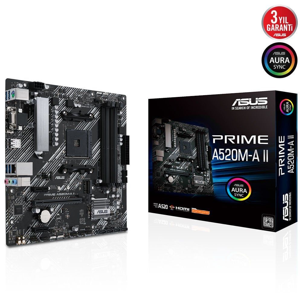 ASUS PRIME A520M-A II 4xDDR4 DP/HDMI/VGA 1xM2 AM4 ANAKART