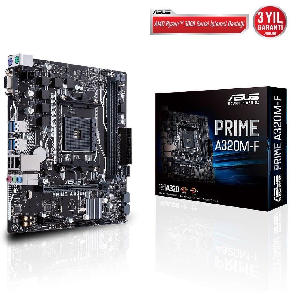 ASUS PRIME A320M-F A320 2xDDR4 VGA+DVI 16X AM4 ANAKART
