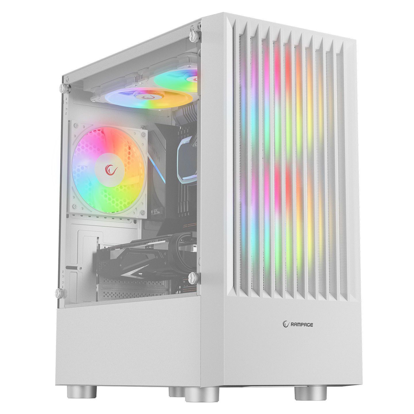 RAMPAGE LYRA MESH PSU YOK 3x12CM RGB FAN MICRO ATX TEMPERED GLASS 2xUSB2.0/1xUSB3.0 BEYAZ MID TOWER GAMİNG KASA