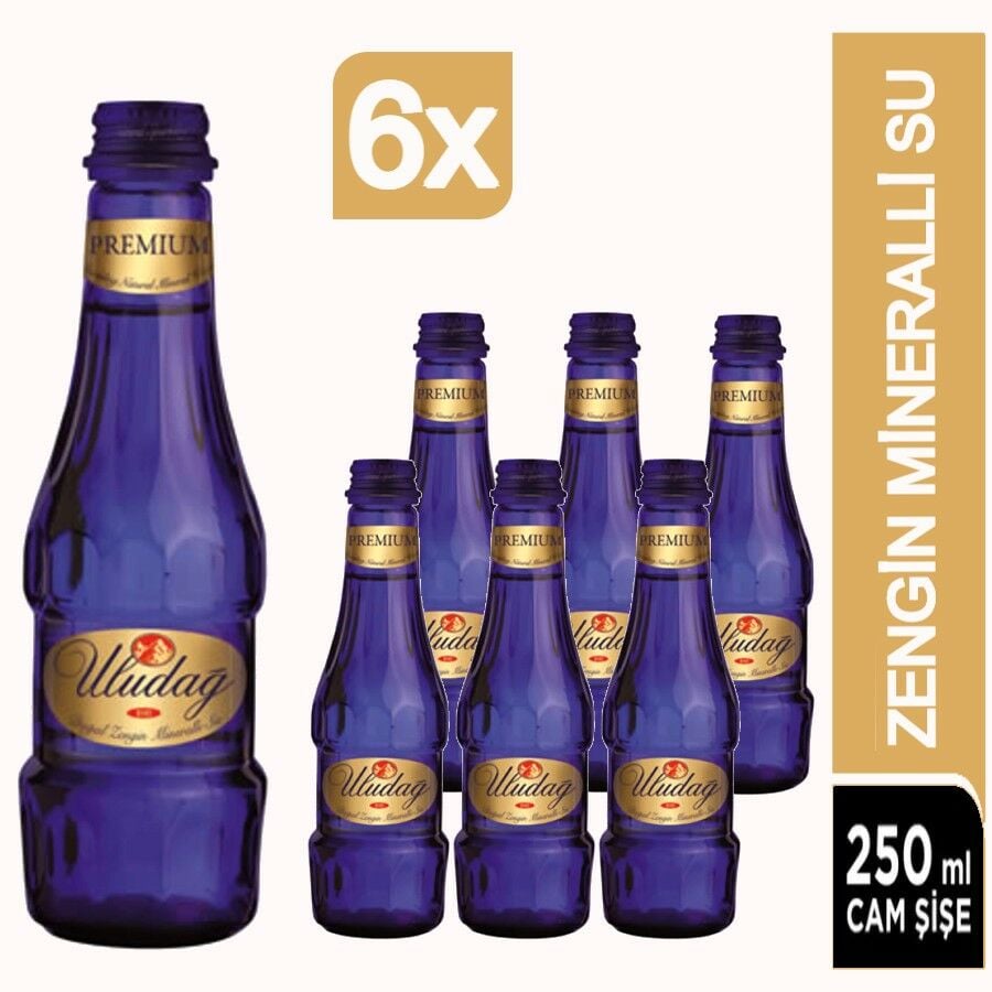 Uludağ Premium Doğal Maden Suyu Cam 6×250 ml