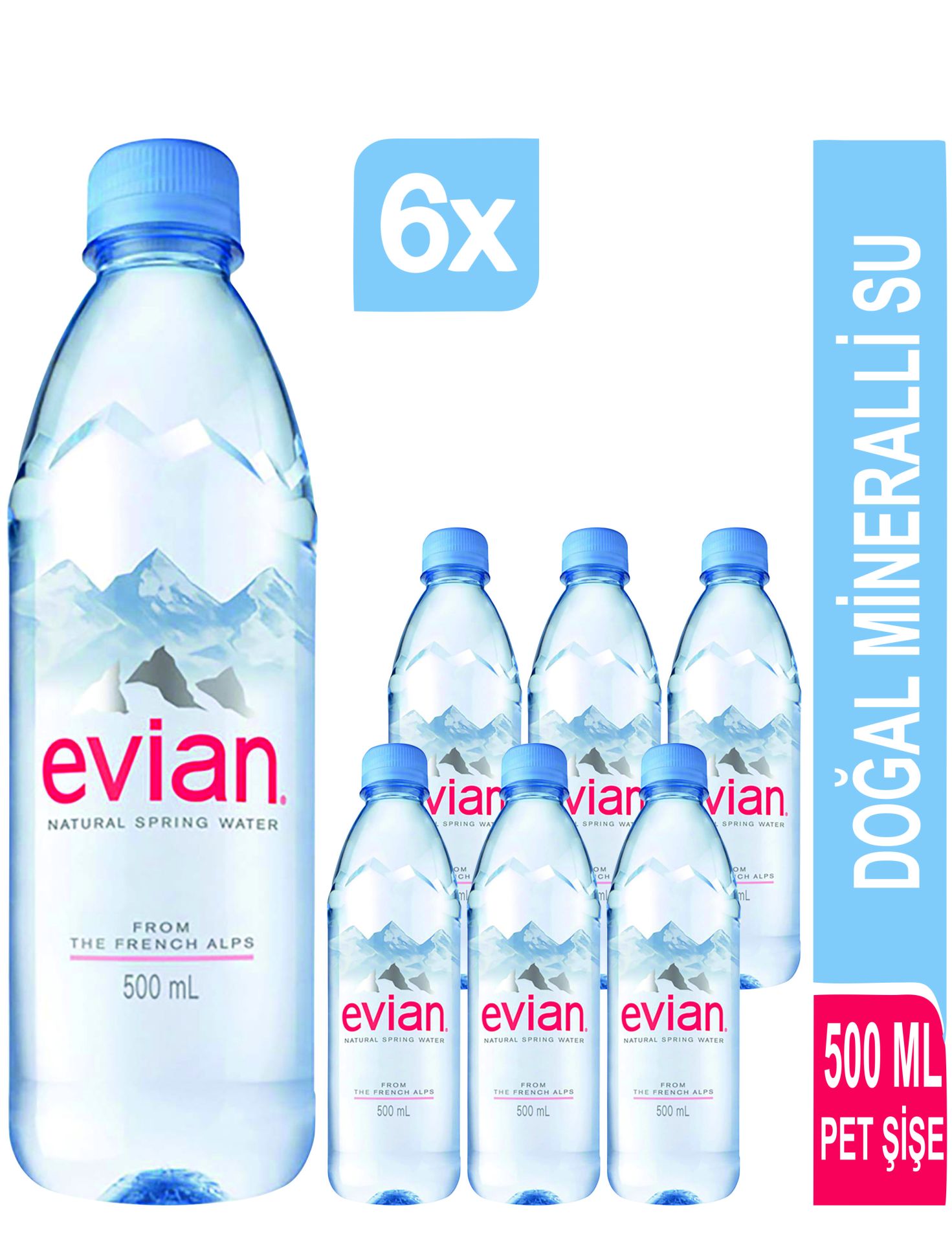 Evian Doğal Mineralli Su Pet Şişe 6 x 500 ML