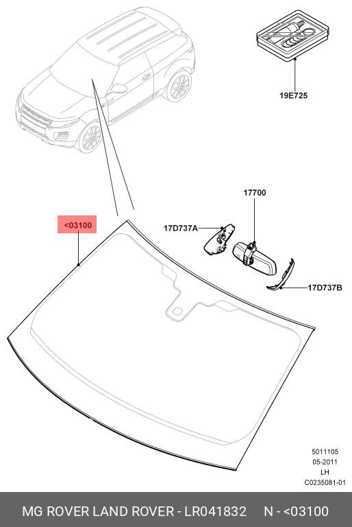 Ön Cam Komple-Lr041832-/Range Rover Evoque