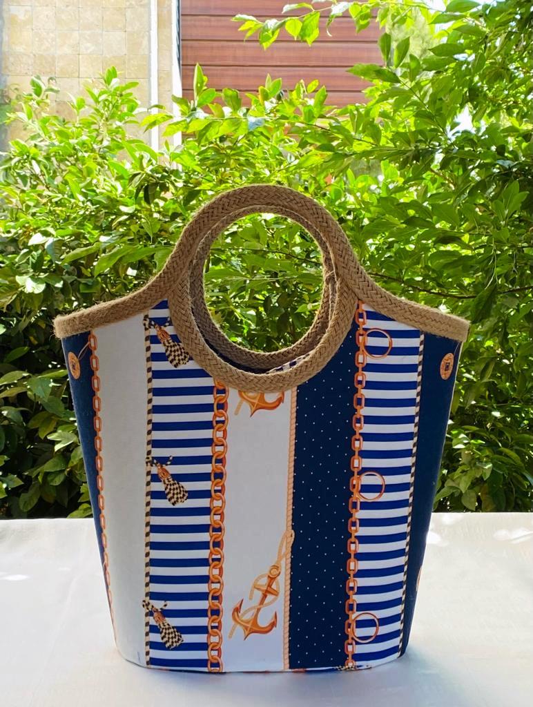 JUTE STRAW MARINE BEACH BAG