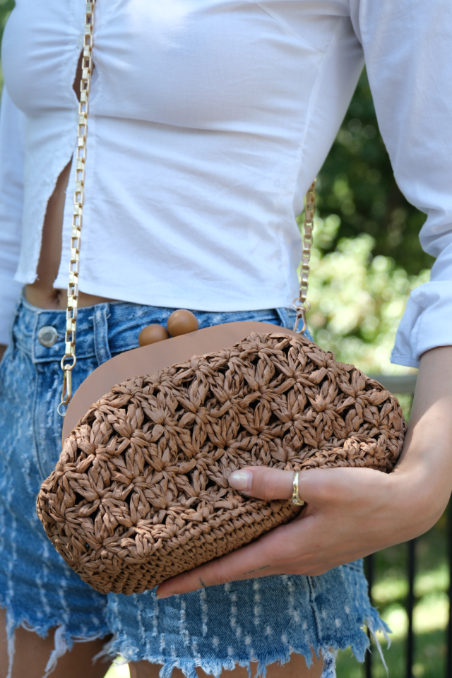 SWEET BROWN RAFFIA BAG