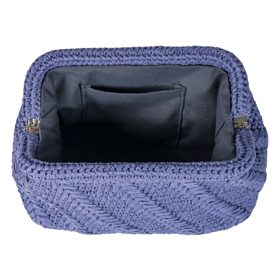 SEA BLUE HANDCRAFTED RAFFIA YARN BAG