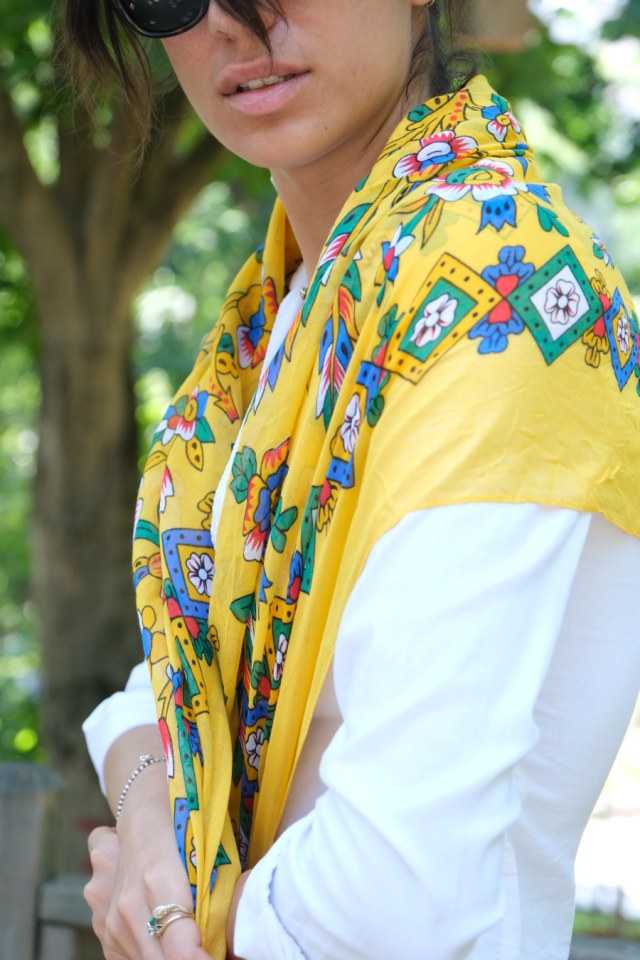 YELLOW FLORAL SCARF