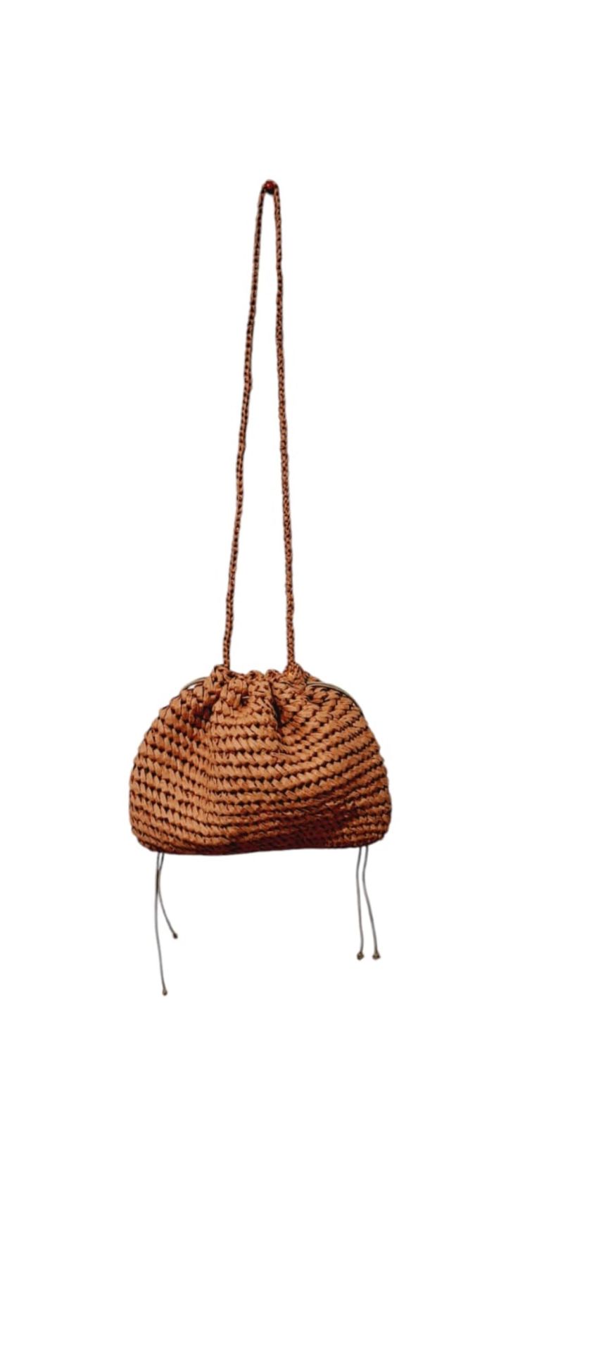 Handmade Mocha Mousse Raffia Shoulder And Crossbody Bag – Chic And Elegant