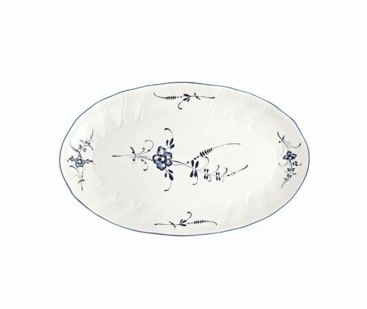 Old Luxembourg Blue Blanc Oval Servis Tabağı 24 cm