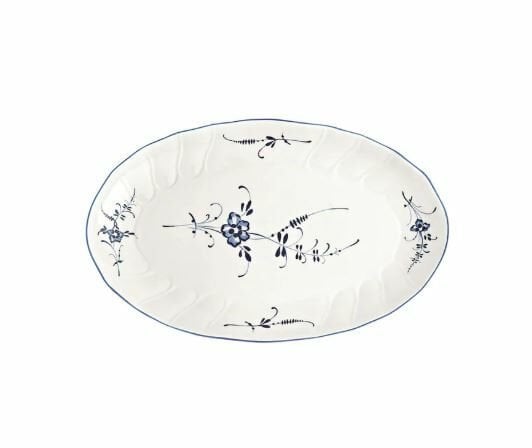 Old Luxembourg Blue Blanc Oval Servis Tabağı 24 cm