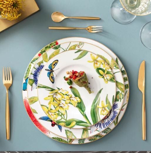 Amazonia Anmut Tropik Desenli Pasta Tabağı 22 cm