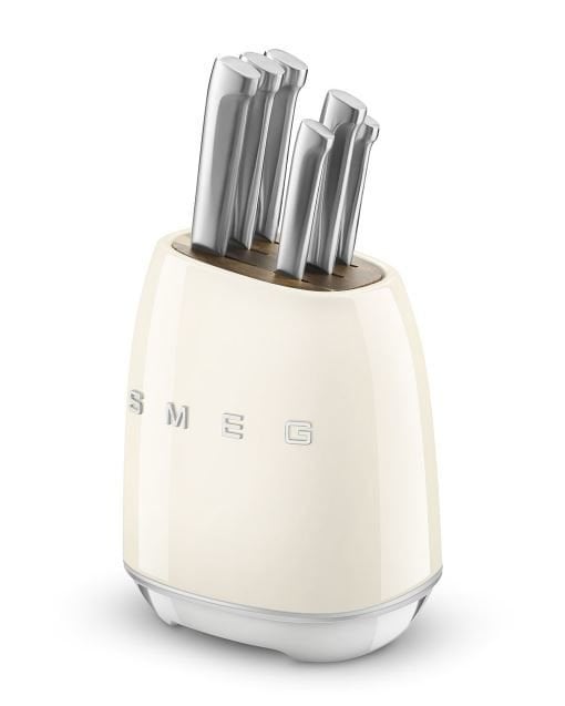 Retro Standlı Bıçak Seti Krem