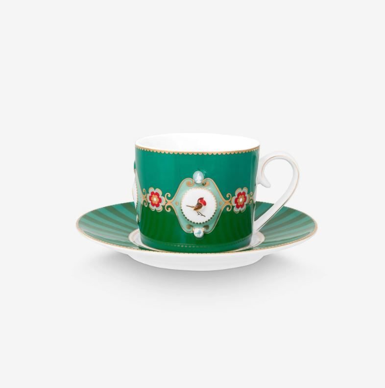 Yeşil Porselen Çay Fincanı 200 Ml Love Birds Collection by Pip Studio