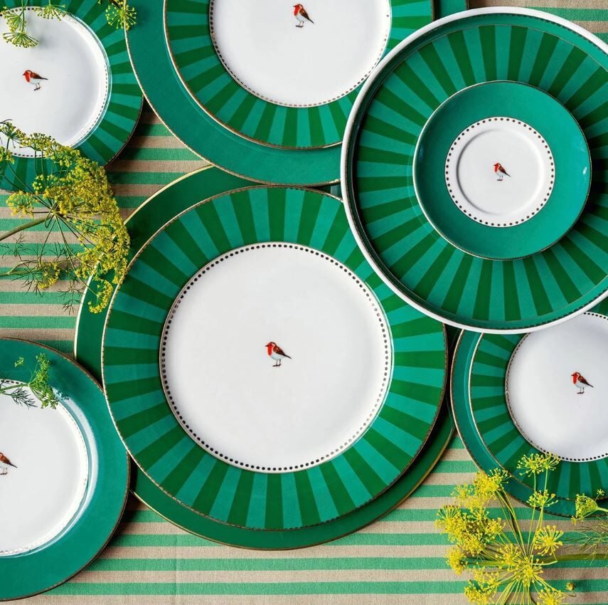 Yeşil Porselen Kahvaltı Tabağı 21 Cm Love Birds Collection by Pip Studio