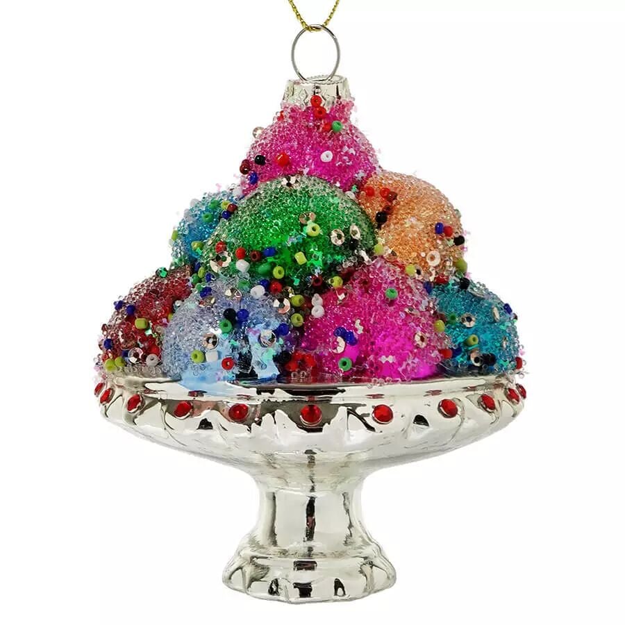 5''GLASS ICE CREAM CUP ORN