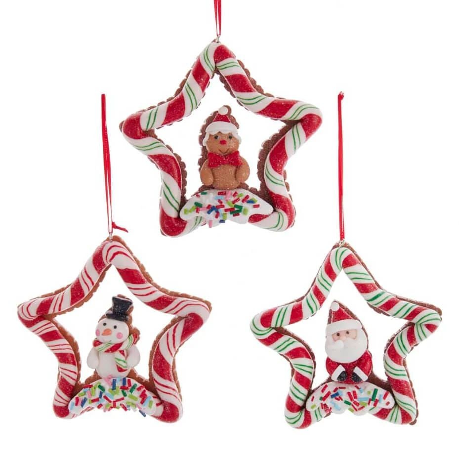 4''CLAYDGH CANDY STRIPE STAR ORN 3/A