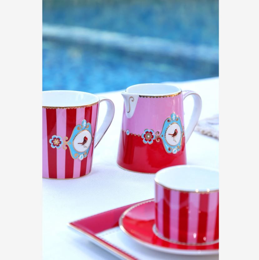 Kırmızı Pembe Porselen Kahve Fincanı 125 Ml Love Birds Collection by Pip Studio