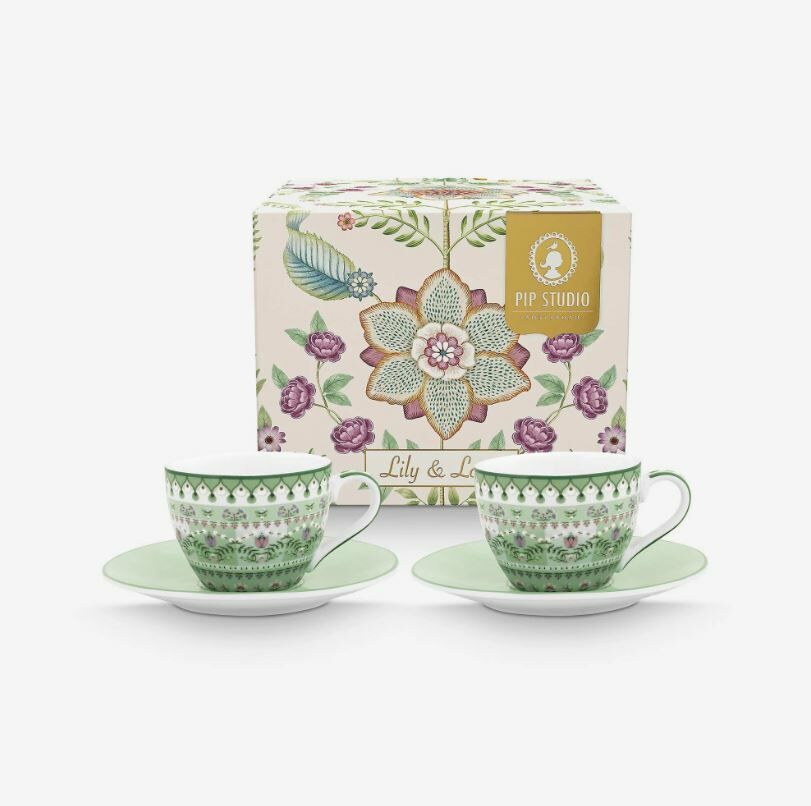 Yeşil Porselen Kahve Fincanı 120 Ml Lily & Lotus Collection by Pip Studio